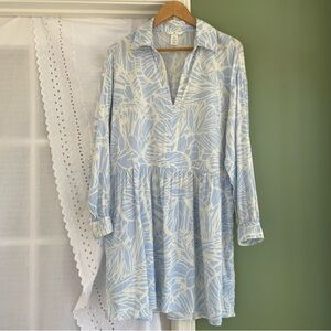 Elegant Blue and White Women's Dress